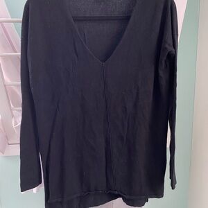 Revamped Black V-Neck Long Sleeve Top